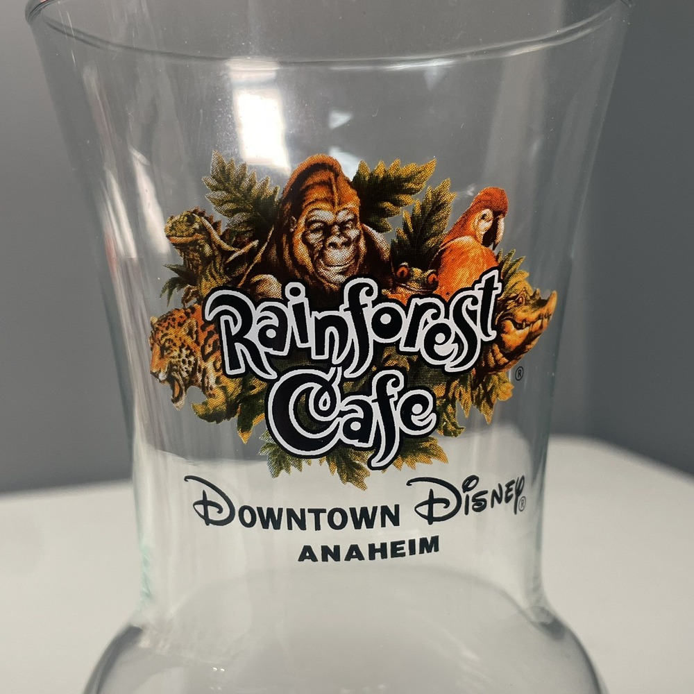 Downtown Disney Anaheim Rainforest Cafe Collectible Hurricane Glass Cup - Picture 5 of 5